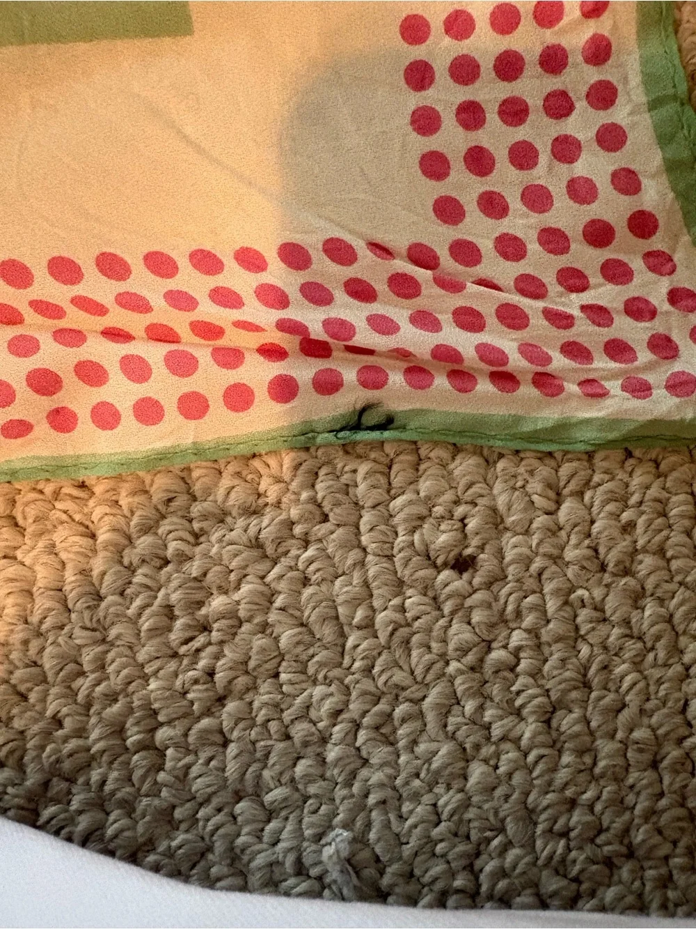 Vintage Mint and Pink Polka Dot Lightweight Scarf Wrap
